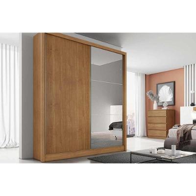 Guarda Roupa Solteiro Thor Plus 2 Portas de Correr 3 Gavetas Freijo Cumaru MDF