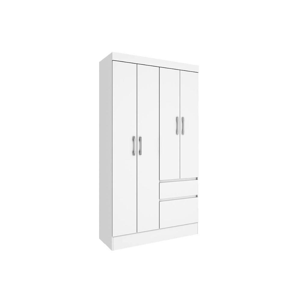 Guarda Roupa Solteiro Oregon c/ 4 Portas e 2 Gavetas Branco/Neve - Tcil Móveis - 1