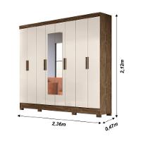Guarda Roupa Casal Com 8 Portas Com Espelho 4 Gavetas Castanho Wood / Baunilha Diplomata - Moval