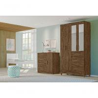 Conjunto Guarda Roupa Com Espelho E Cômoda Seicheles Castanho Wood - 5