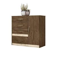 Conjunto Guarda Roupa Com Espelho E Cômoda Seicheles Castanho Wood - 7