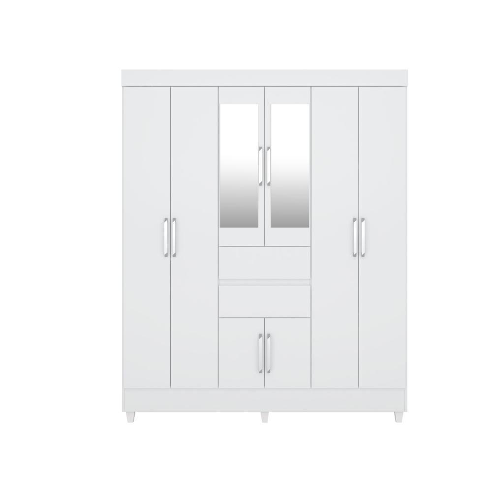 Roupeiro Casal 8 Portas Com Espelho Jena Branco - 2