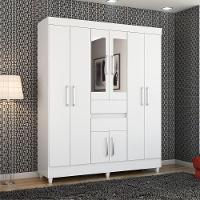 Roupeiro Casal 8 Portas Com Espelho Jena Branco - 1