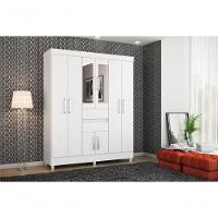 Roupeiro Casal 8 Portas Com Espelho Jena Branco - 3