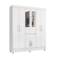 Roupeiro Casal 8 Portas Com Espelho Jena Branco - 5