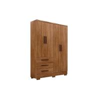 Guarda Roupa Solteiro 4 Portas e 3 Gavetas c/Pés Encant Freijo Cumaru - Novo Horizonte - 1