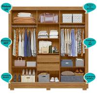 Guarda Roupa Casal 3 Portas Deslizantes Com Espelho 2 Gavetas Bahamas - Freijó / Off White - 8