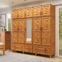 Guarda-roupa Casal 10 Portas 6 Gavetas Com Espelho Em Madeira Berlin Mel - Cavazotto - 1