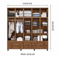 Guarda-roupa Casal 10 Portas 6 Gavetas Com Espelho Em Madeira Berlin Mel - Cavazotto - 2