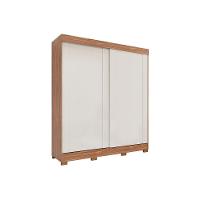 Guarda Roupa Casal 2 Portas de Correr e 3 Gavetas c/ Pés Ilhéus Cinamomo/Off White - Panan - 1