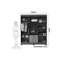 Guarda Roupa Solteiro Débora 6 Portas e 3 Gavetas c/ Espelho Branco - ACP