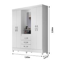 Guarda Roupa Casal 4 Portas Com Espelho 3 Gavetas Branco / Rosa Capri - Moval - 6