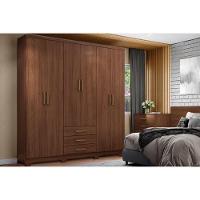 Guarda Roupa Solteiro 6 Portas e 3 Gavetas Caju DA136 Castanho - Henn - 1