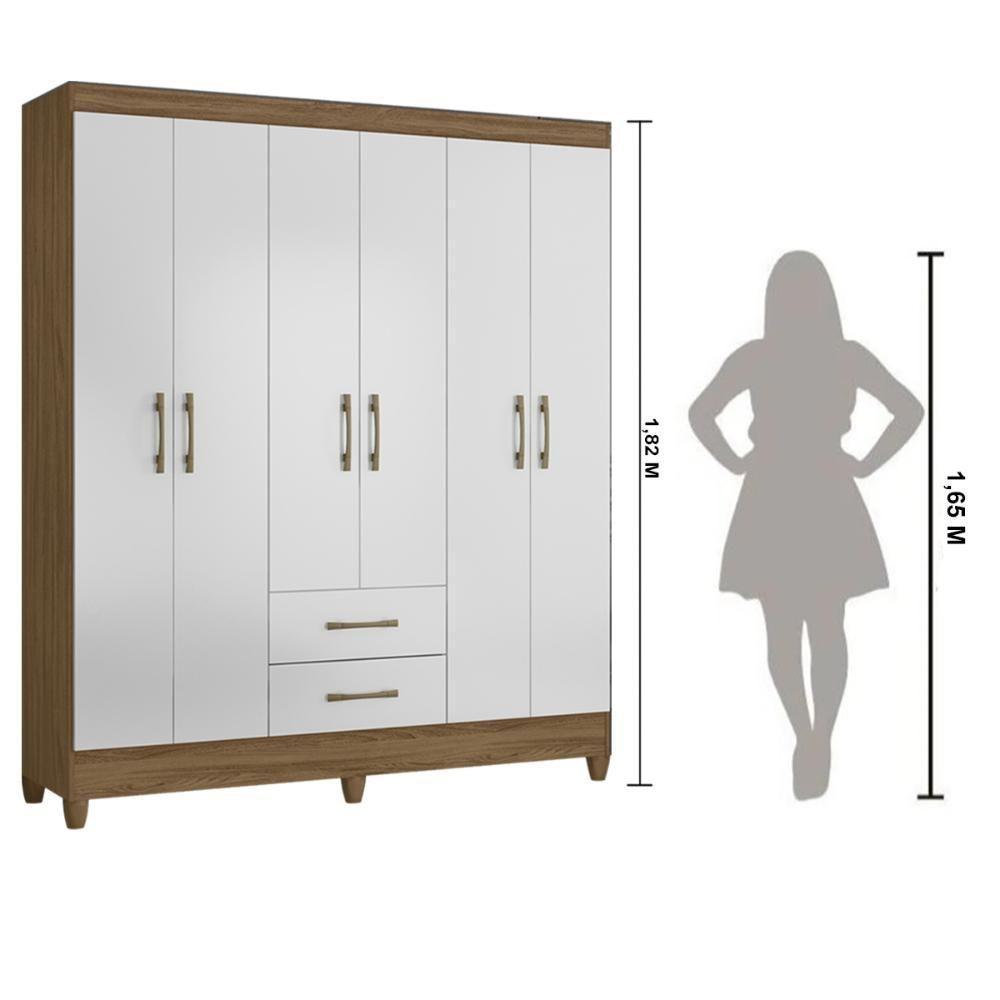 Guarda Roupa Casal 6 Portas E 2 Gavetas Naturale / Branco Panamá - Moval - 2
