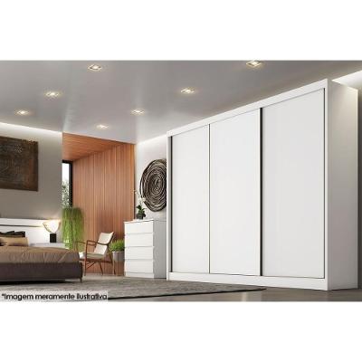 Guarda Roupa Casal Arezzo Plus 3 Portas de Correr 6 Gavetas Branco MDF