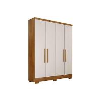 Guarda Roupa Solteiro 4 Portas e 2 Gavetas c/Pés Milly Freijó/FendiOff - Novo Horizonte - 1