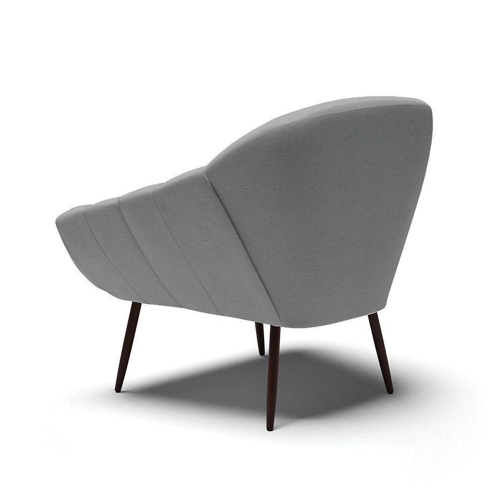 Kit 02 Poltronas Linho Pés Palito Ferro A26 Grafite - 5