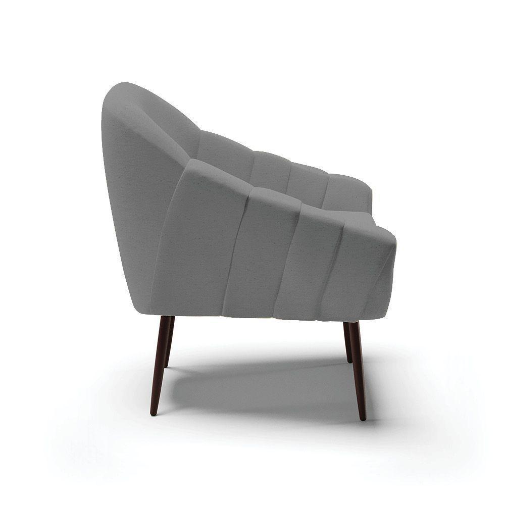 Kit 02 Poltronas Linho Pés Palito Ferro A26 Grafite - 6