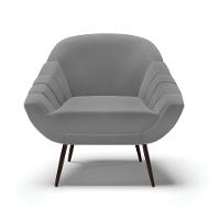 Kit 02 Poltronas Linho Pés Palito Ferro A26 Grafite - 7