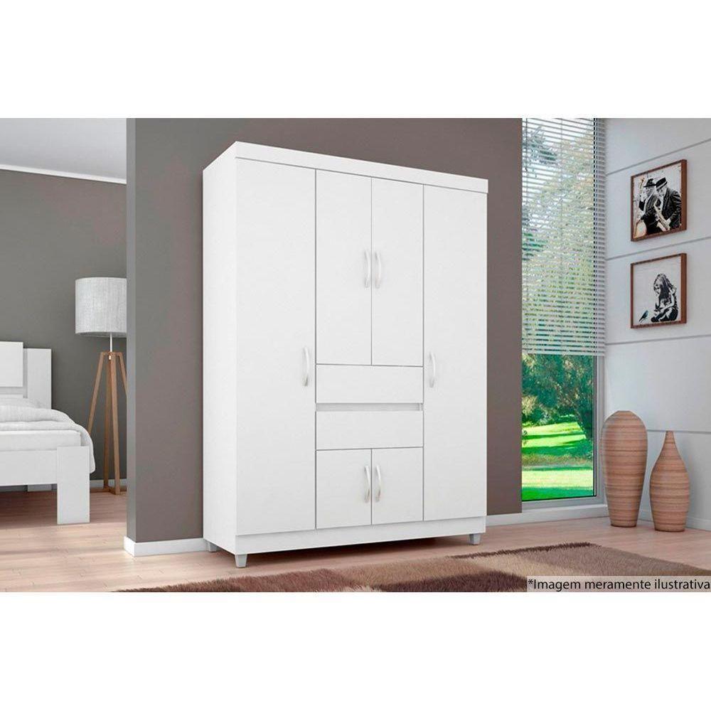 Guarda Roupa Solteiro 6 Portas e 2 Gavetas Ecom II Branco/Rosa - Demóbile - 3
