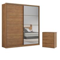 Conjunto Quarto Guarda Roupa Com Espelho E Comoda Napolis Amendola - 1