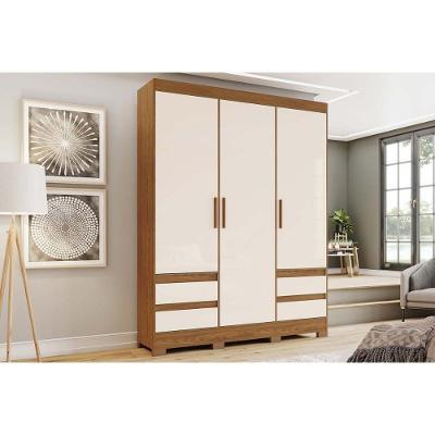 Guarda Roupa Solteiro 3 Portas e 4 Gavetas Briz Lema B55 Nature/Off White - Henn