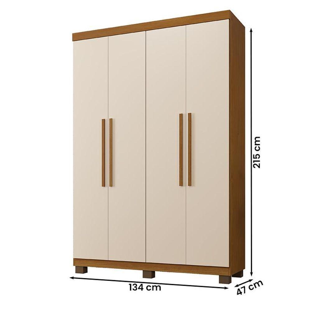 Guarda Roupa Milão Quarto Com 4 Portas Cinamomo/off White Cinamomo/off White - 4