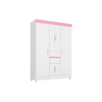 Guarda Roupa Solteiro 6 Portas e 2 Gavetas Ecom II Branco/Rosa - Demóbile - 1