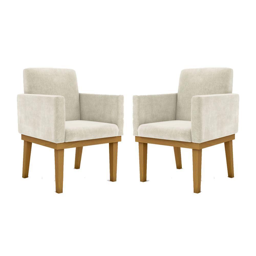 Kit 2 Cadeiras Recepção Reforçadas Poltrona Balaq bege - 1