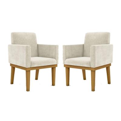 Kit 2 Cadeiras Recepção Reforçadas Poltrona Balaq bege