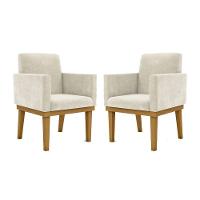 Kit 2 Cadeiras Recepção Reforçadas Poltrona Balaq bege - 1