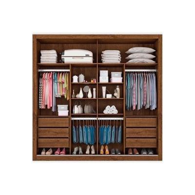 Guarda Roupa Casal Sevilha 2 Portas de Correr 6 Gavetas Branco MDF Móveis Europa