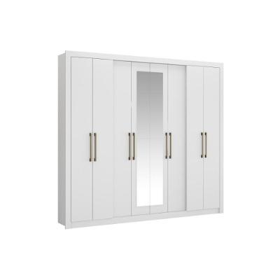Guarda Roupa 8 Portas  e 4 Gavetas c/ Espelho Héster Branco - Carraro