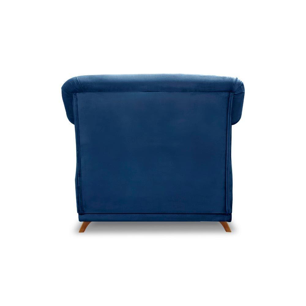 Kit 2 Poltronas Decorativas C/2 Almofadas Suede Azul Marinho - 3