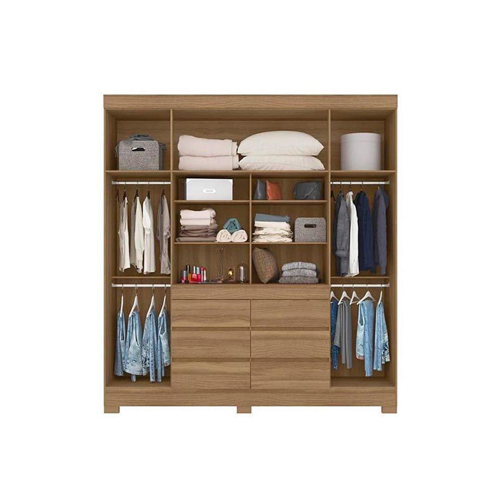 Guarda Roupa Casal 4 Portas e 6 Gavetas c/ Espelho Cádis Amêndola/Off White - Demóbile - 3