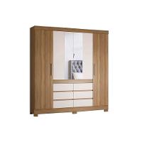Guarda Roupa Casal 4 Portas e 6 Gavetas c/ Espelho Cádis Amêndola/Off White - Demóbile - 1