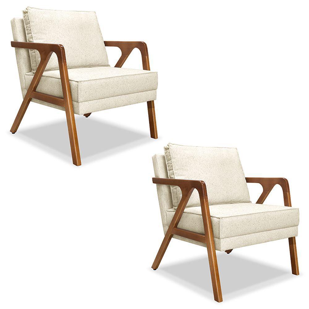 Kit 2 Poltronas De Luxo Frida Linho Rústico Natural - 1