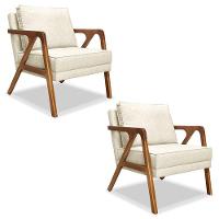 Kit 2 Poltronas De Luxo Frida Linho Rústico Natural - 1