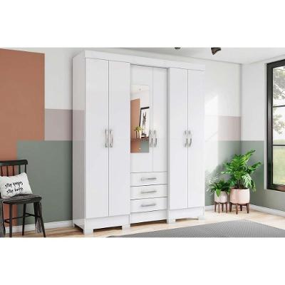 Guarda Roupa Solteiro Briz B23 6 Portas Bater 3 Gavetas Branco