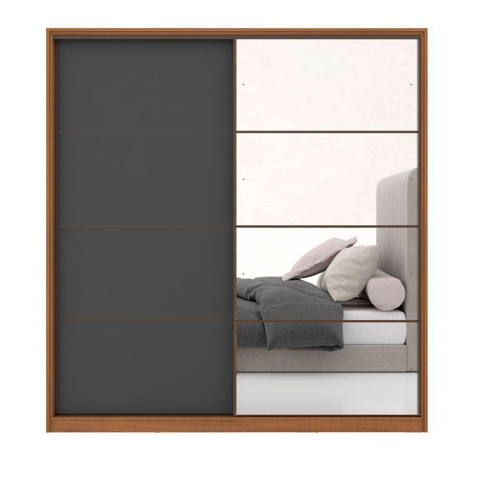 Guarda Roupa Casal 2 Portas Com Espelho Nápolis Amendola Grafito - 4