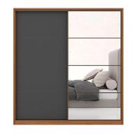 Guarda Roupa Casal 2 Portas Com Espelho Nápolis Amendola Grafito