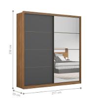 Guarda Roupa Casal 2 Portas Com Espelho Nápolis Amendola Grafito - 6