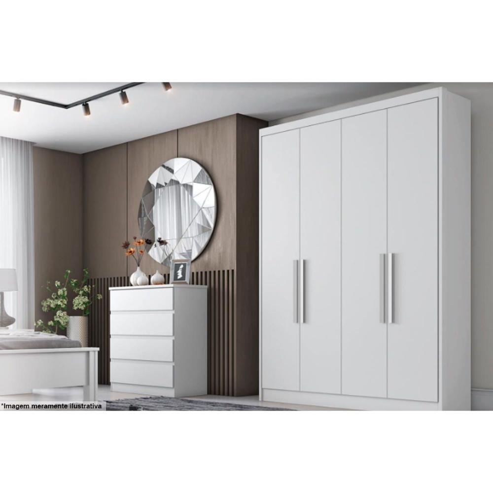 Guarda Roupa Solteiro 4 Portas e 3 Gavetas Moderni Plus Branco - Novo Horizonte - 2