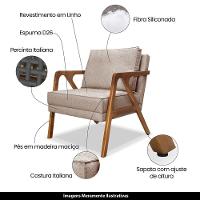 Kit 2 Poltronas Decorativas De Luxo Frida Linho Rústico Areia - 25