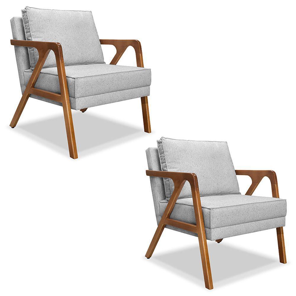 Kit 2 Poltronas Decorativas De Luxo Frida Linho Rústico Grigio - 1