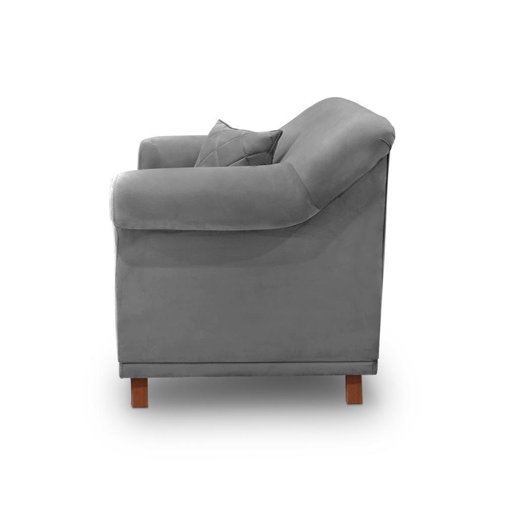 Poltrona Decorativa C/1 Almofada Veludo Cinza - 3
