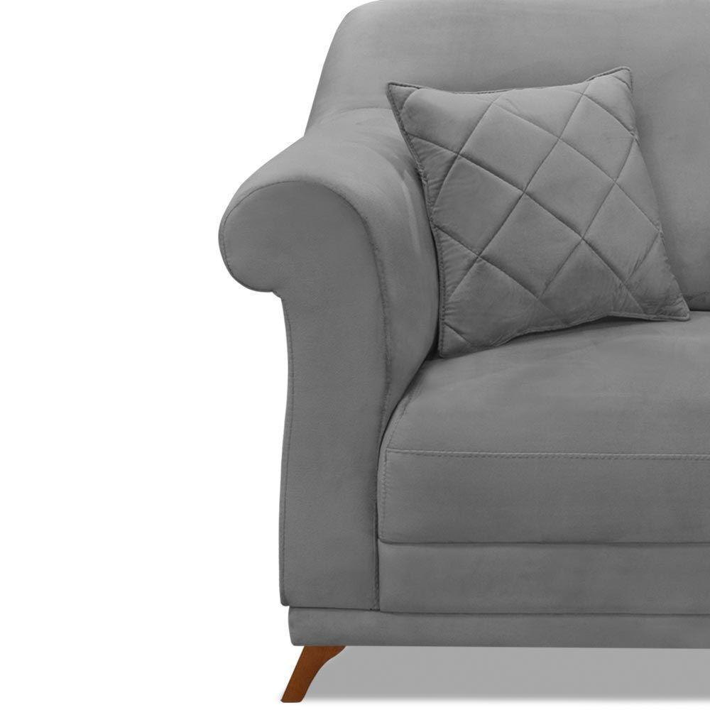 Poltrona Decorativa C/1 Almofada Veludo Cinza - 4