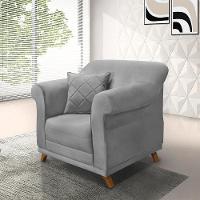 Poltrona Decorativa C/1 Almofada Veludo Cinza - 5