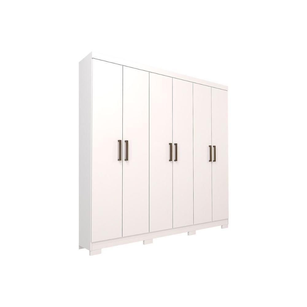 Guarda Roupa Solteiro 6 Portas e 2 Gavetas c/ pés Milena Branco - Panan - 1