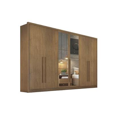 Guarda Roupa Casal Robust Plus 6 Portas de Abrir 8 Gavetas Freijo Cumaru Novo Horizonte